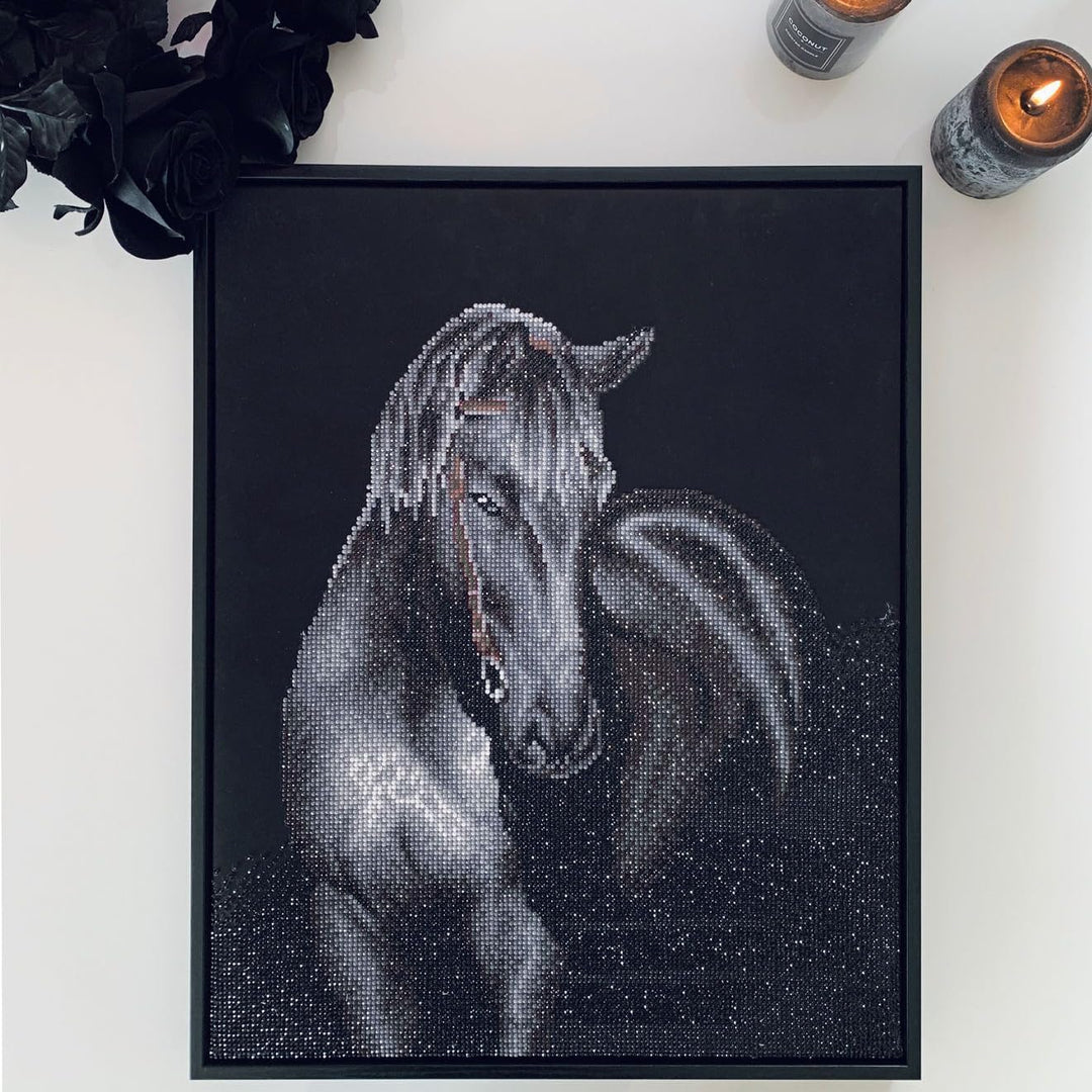 DIAMOND DOTZ DD10.012 - Original 5D Diamond Painting Set Schwarzes Pferd, Kreativset mit 16.797 Diam