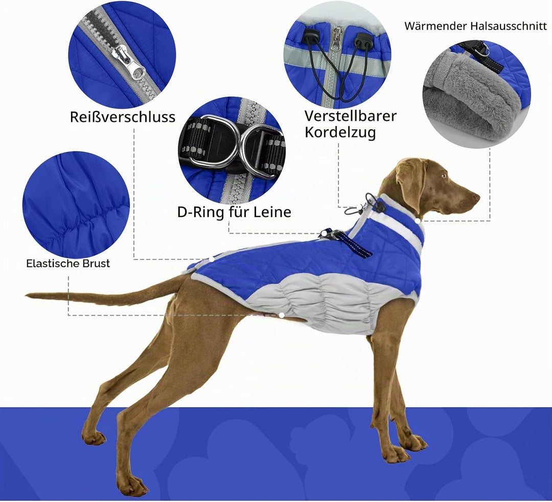 PUMYPOREITY Hundemantel Winter, Wasserdicht Hundejacken Grosse Hunde Weste Warm Winddicht Hundejacke