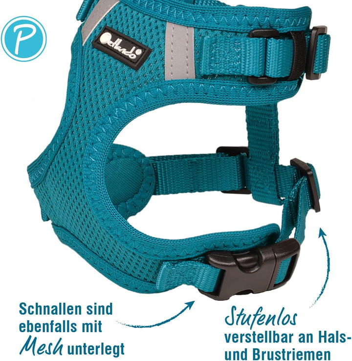Petlando Hundegeschirr Mesh Vest, leichtes Brustgeschirr aus weichem Mesh & Nylon, stufenlos verstel