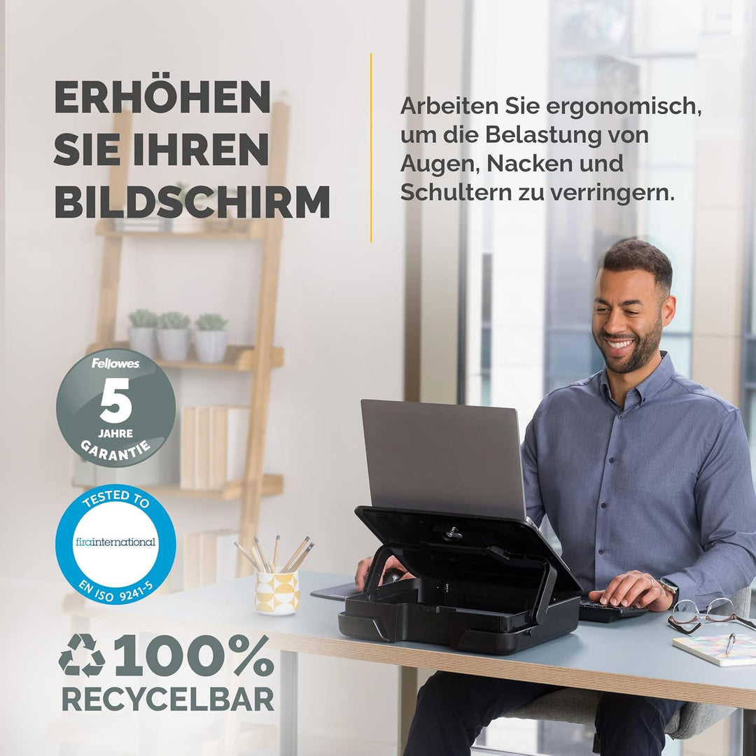 Fellowes Tragbarer Laptop-Ständer Tragetasche - Breyta™ 2-in-1 Design mit 5 Höhenverstellungen - Ide