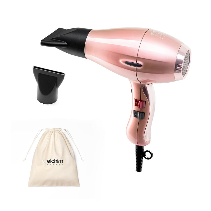 elchim 3900 Healthy Ionic Venetian Rosegold Schuko-Steckdose mit Baumwollbeutel – professioneller Ha