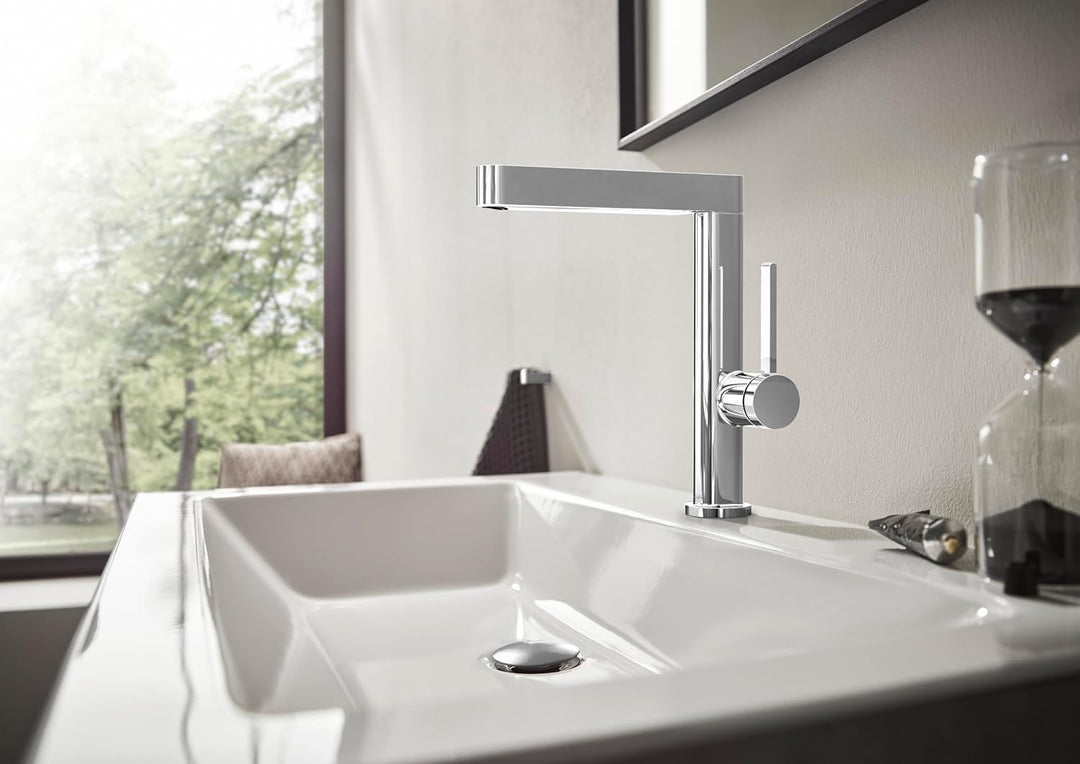 hansgrohe Waschtischarmatur Finoris, Wasserhahn Bad mit Auslauf Höhe 230 mm, mit Push-Open Ablaufgar