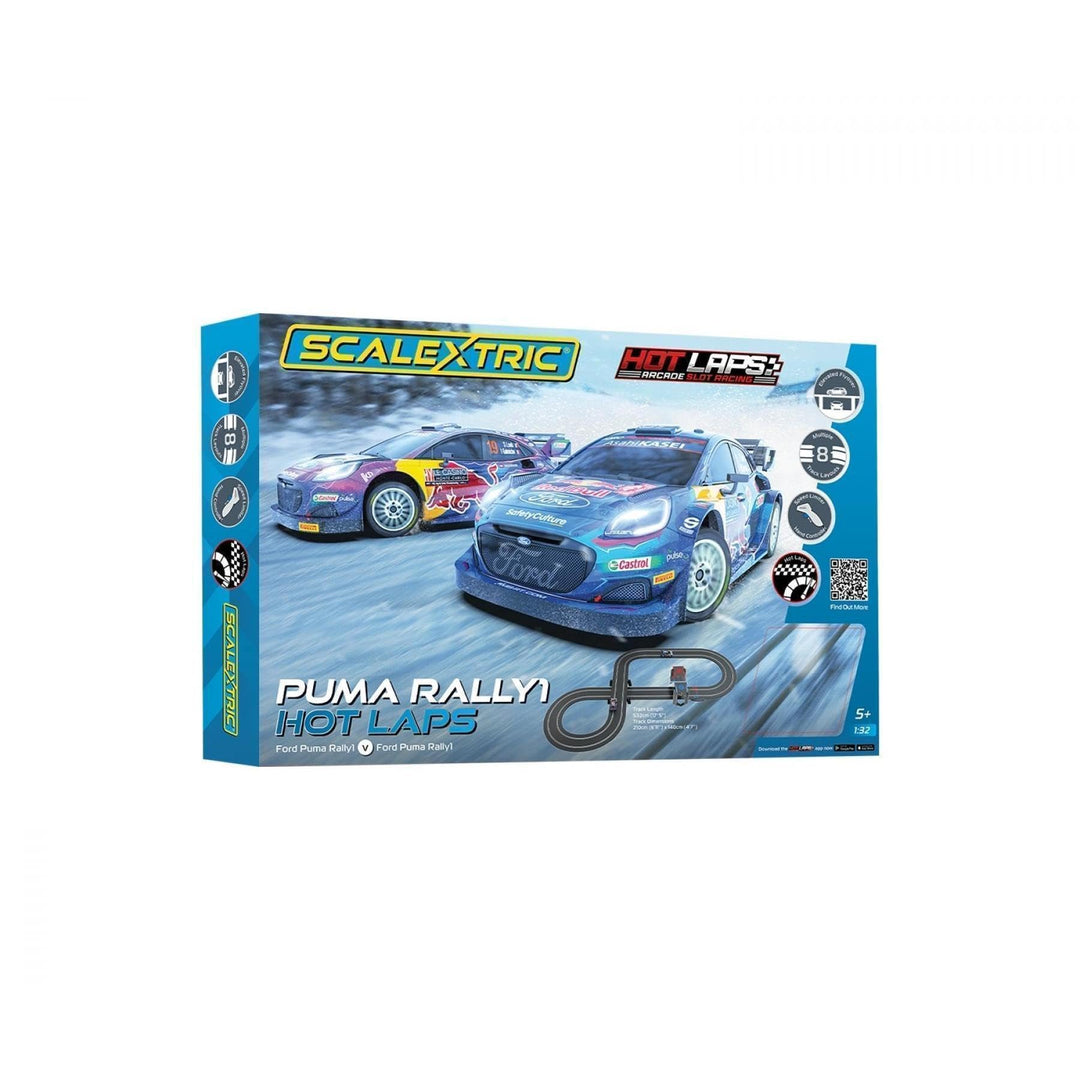 Scalextric C1452P 1:32 Ford Puma WRC Hot Laps 532cm - 5,3m Streckenlänge, mit 2 Handreglern, Rennstr