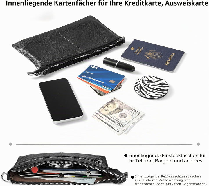 befen Echtleder Damen Umhängetasche Klein Clutch RFID-Blockierung Handtasche Damen Leder Crossbody B
