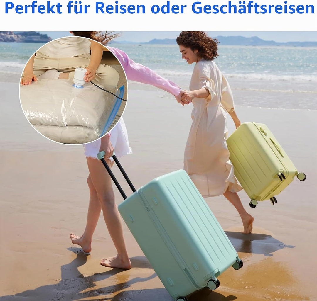 8 Stück Vakuumbeutel für Kleidung mit Elektrischer Luftpumpe, 2 * 100 x 80 cm, 3 * 80 x 60 cm, 3 * 7