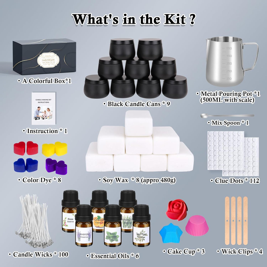 Aottom Kerzen Selber Machen Set, DIY Kerzenherstellung Zubehör Kit, 9 Duftkerzen Geschenk mit Einsch