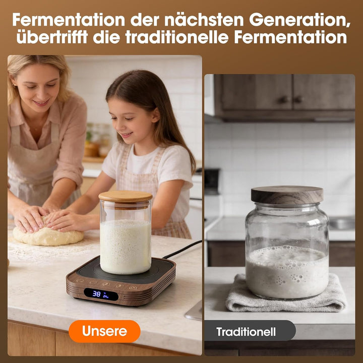 MQUPIN Sauerteig Starter Wärmer, 21-38°C Präzise 1°C Thermostat Sauerteigwärmer, Warmhalteplatte für