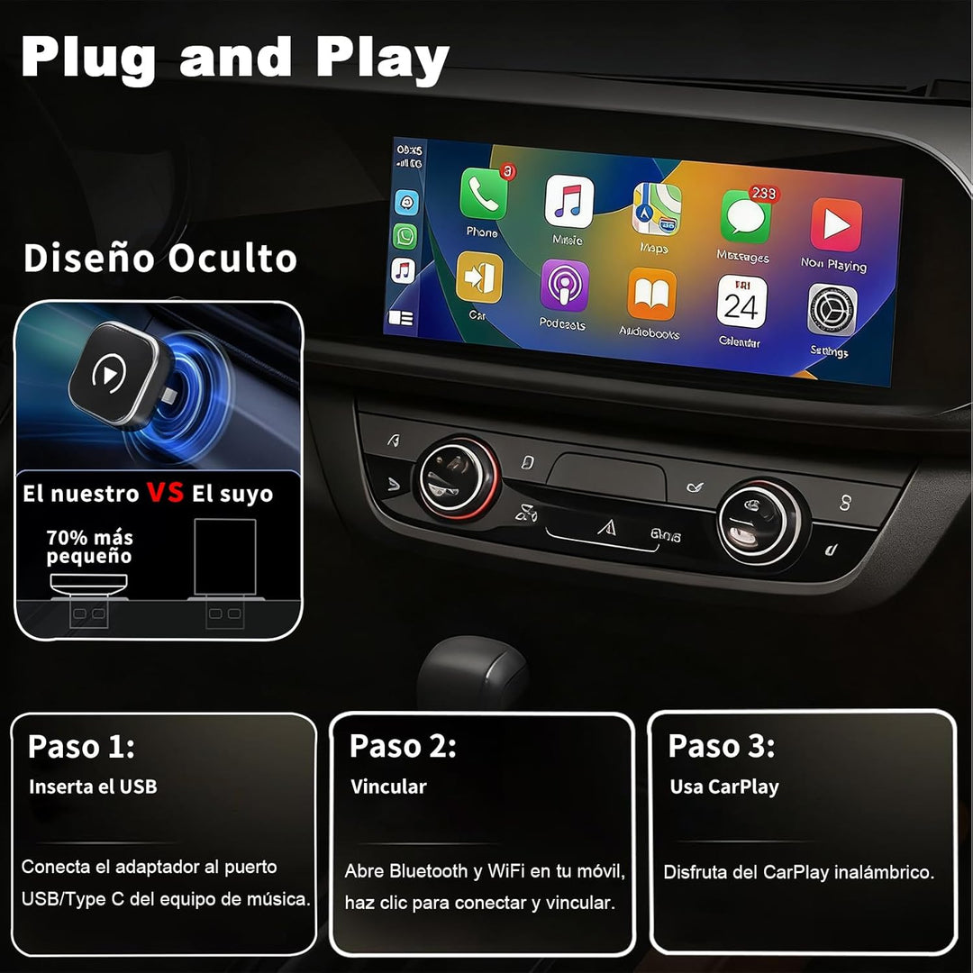 2 in 1 für Apple CarPlay & Android Auto Wireless Adapter, Car Play Adapter Auto für iPhone iOS 10+ &