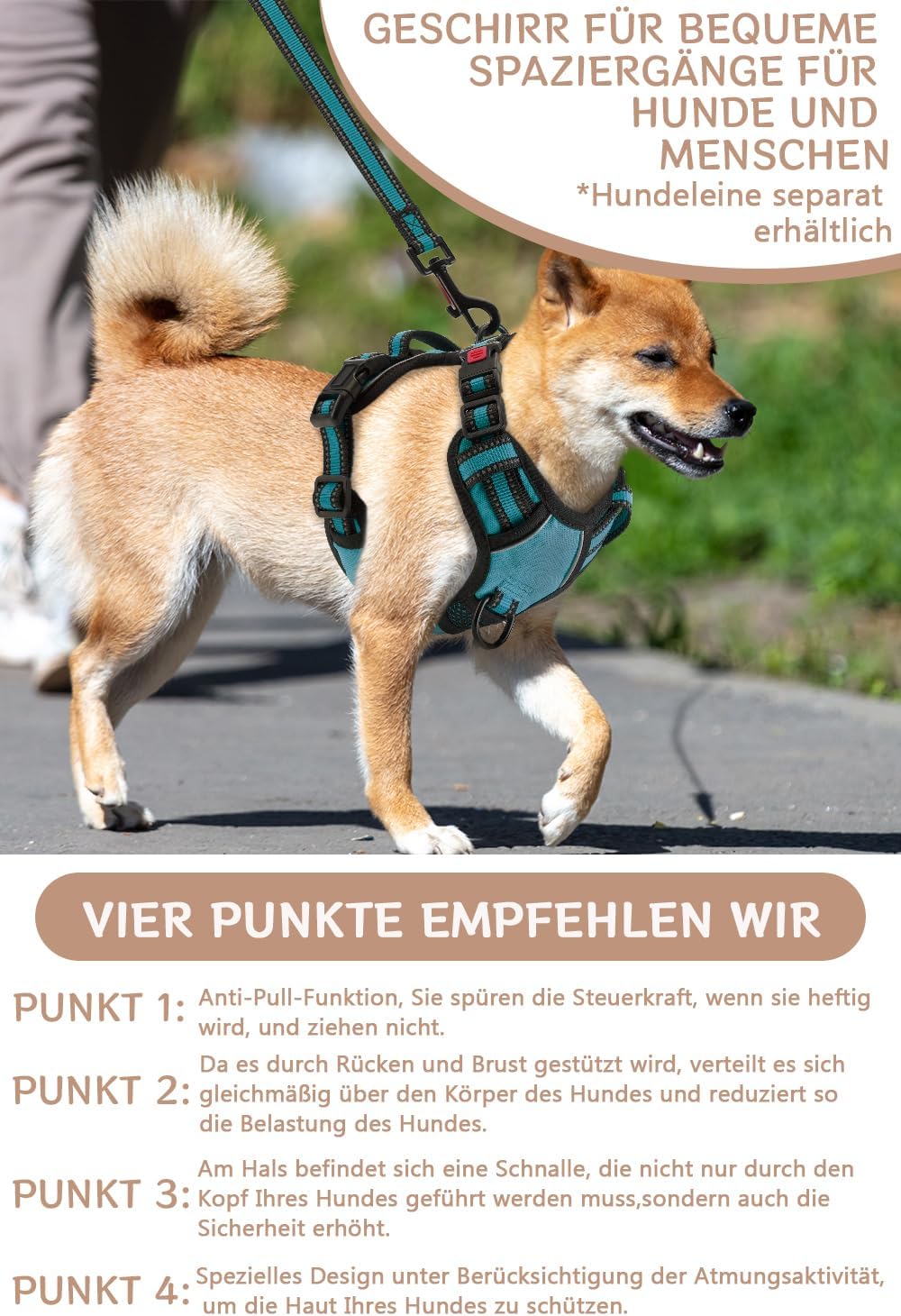 BaoCheng Hundegeschirr Anti Zug Hundegürtel,Kleine/mittlere/grosse Hunde,Atmungsaktives Mesh, Einfac
