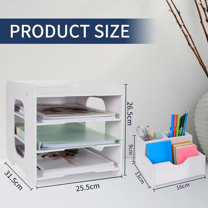 Schreibtisch-Organizer, Briefablage, Dokumentenhalter, A4-Papierablage, für Zuhause, Büro, Schule, 4