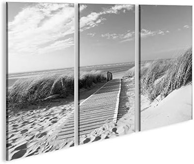 islandburner Bild Bilder auf Leinwand Strand Schwarz/Weiss Nordseestrand Langeoog 3p XXL Poster Lein