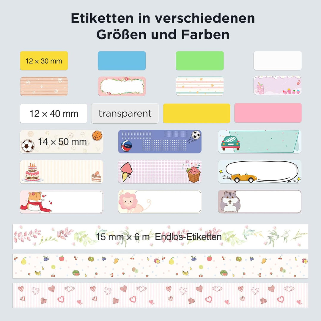 SUPVAN KATASYMBOL 2 Rollen Endlos-Etikettenband Value Pack (15 mm × 6 m/Rolle) für E10 / E11 / E16 E