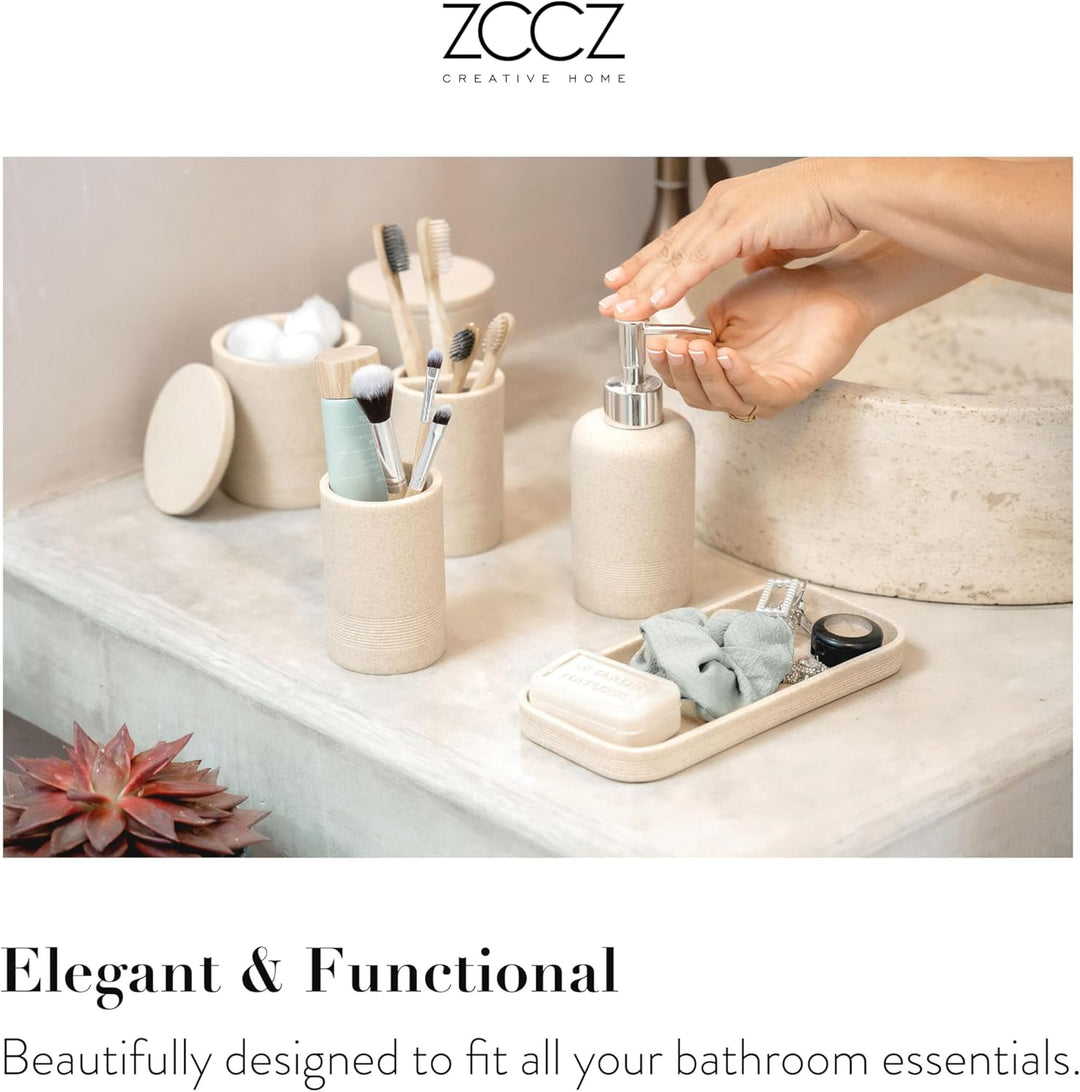 ZCCZ Badezimmer Set – 6 Teile – Badezimmer Organizer mit Zahnbürstenhalter, Seifenspender, Seifensch