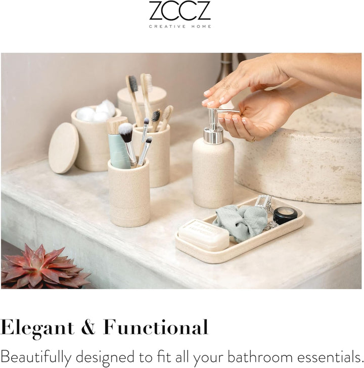 ZCCZ Badezimmer Set – 6 Teile – Badezimmer Organizer mit Zahnbürstenhalter, Seifenspender, Seifensch