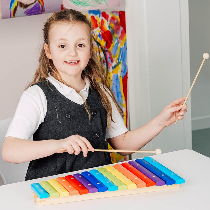 A-Star 15-Noten-buntes hölzernes Regenbogen-Sopran-Diatonisches Xylophon mit zwei Holzschlägeln – G5