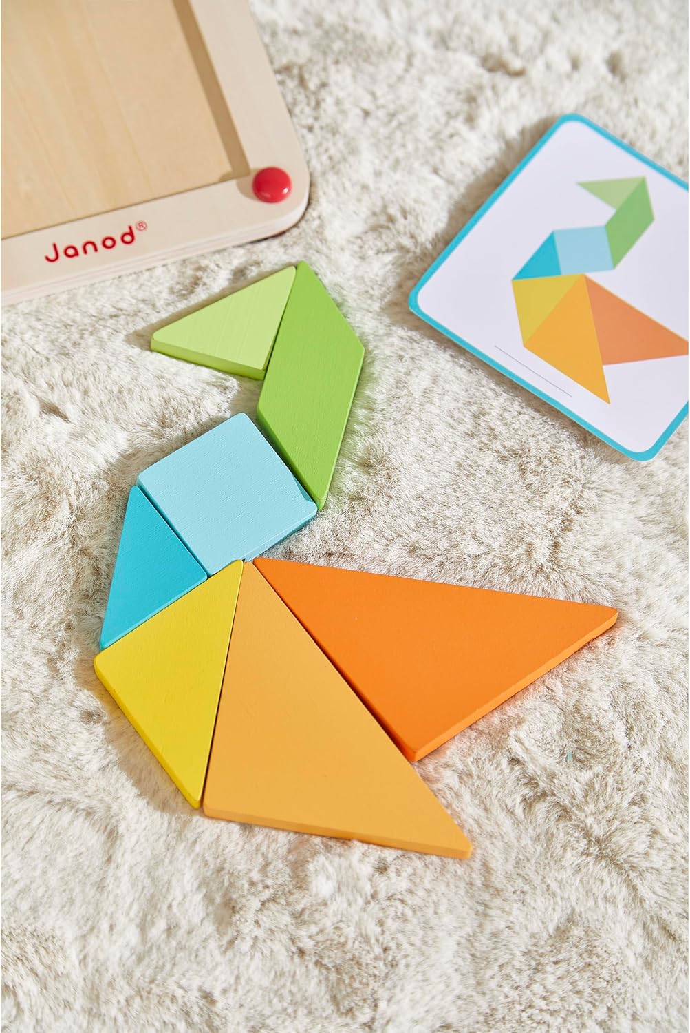 Janod - Essentiel - Das Tangram - Lernspiel aus Holz Babys und Kleinkinder - Farbe auf Wasserbasis -