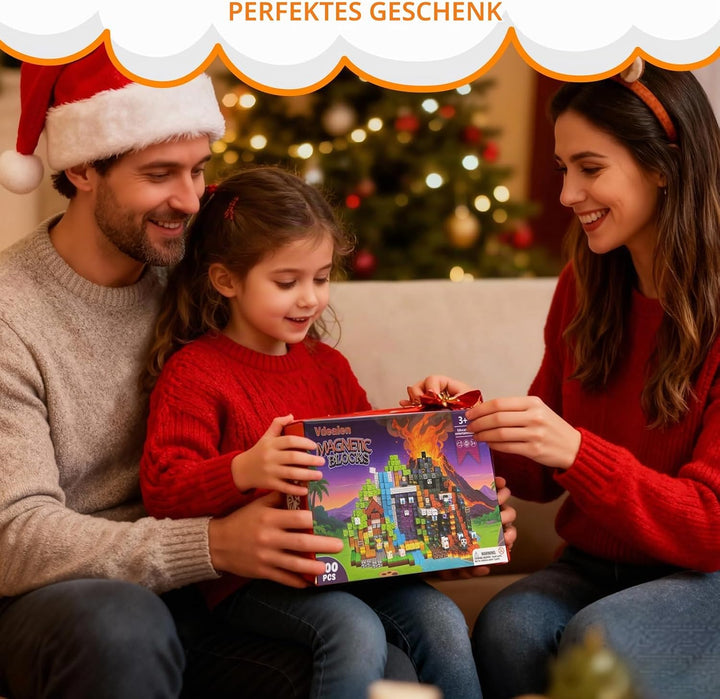 Vdealen 300 PCS Magnetische Bausteine, Stapelung Magnetwürfel Spielzeug für Kinder, STEM Montessori