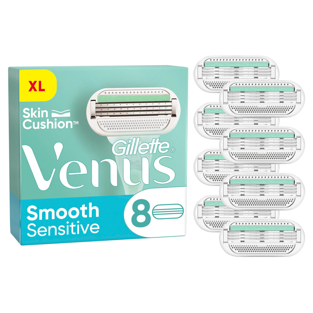 Gillette Venus Deluxe Smooth Sensitive Rasierklingen Damen, 8 Ersatzklingen für Damenrasierer mit 5-