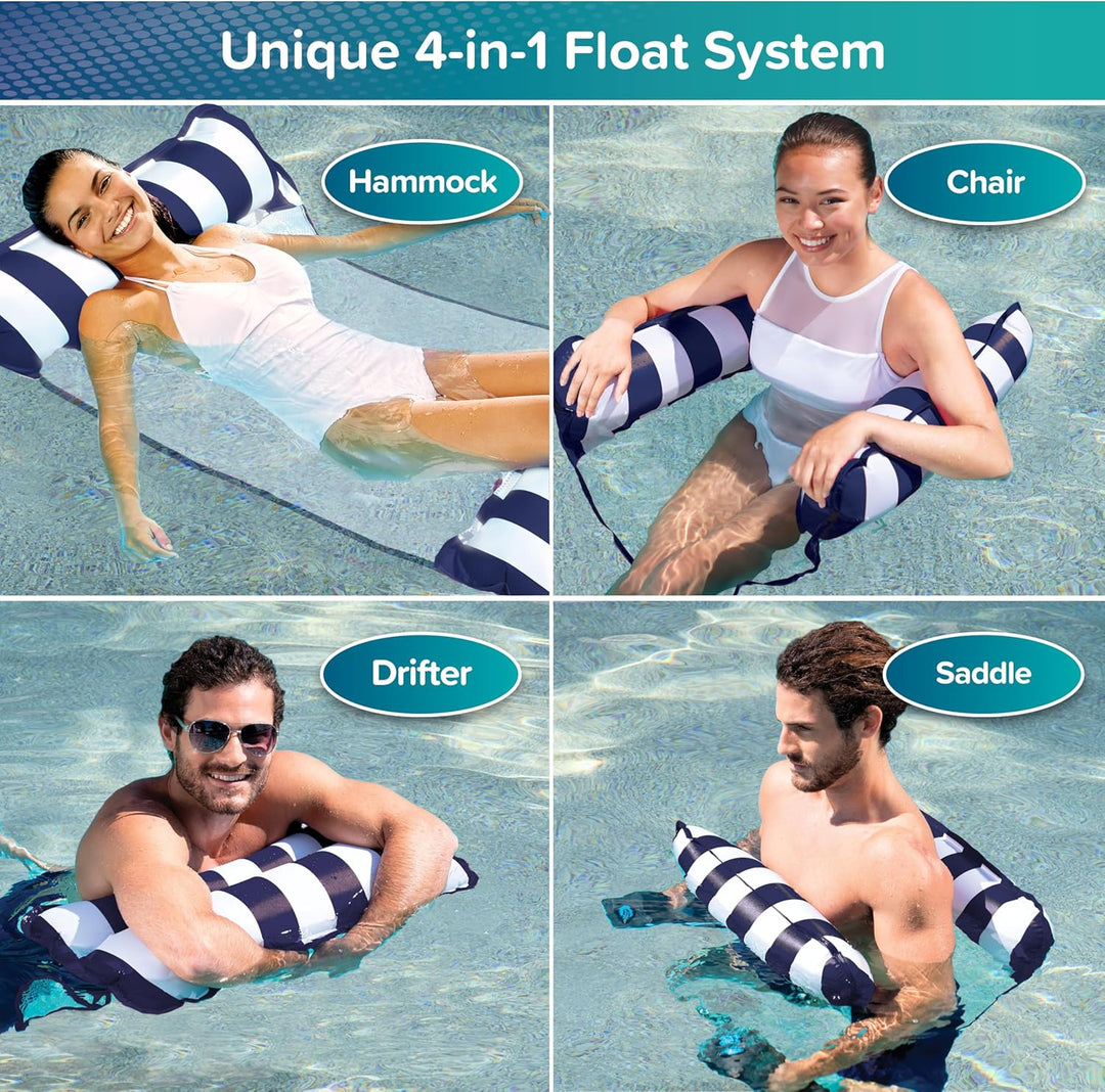 Aqua 4-in-1 Monterey Hammock Pool Float & Water Hammocks – 2-3-4 Multipacks – Multiple Colors/Styles