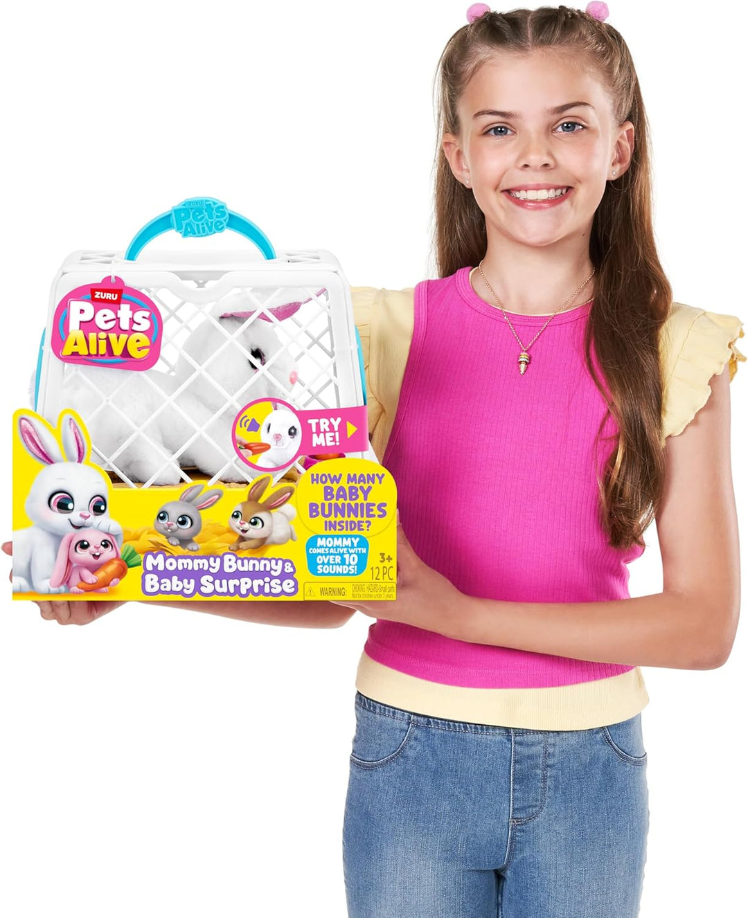 Pets Alive Mama Bunny Surprise von ZURU, realistischer, elektronischer Plüschhasen-Roboter, Überrasc