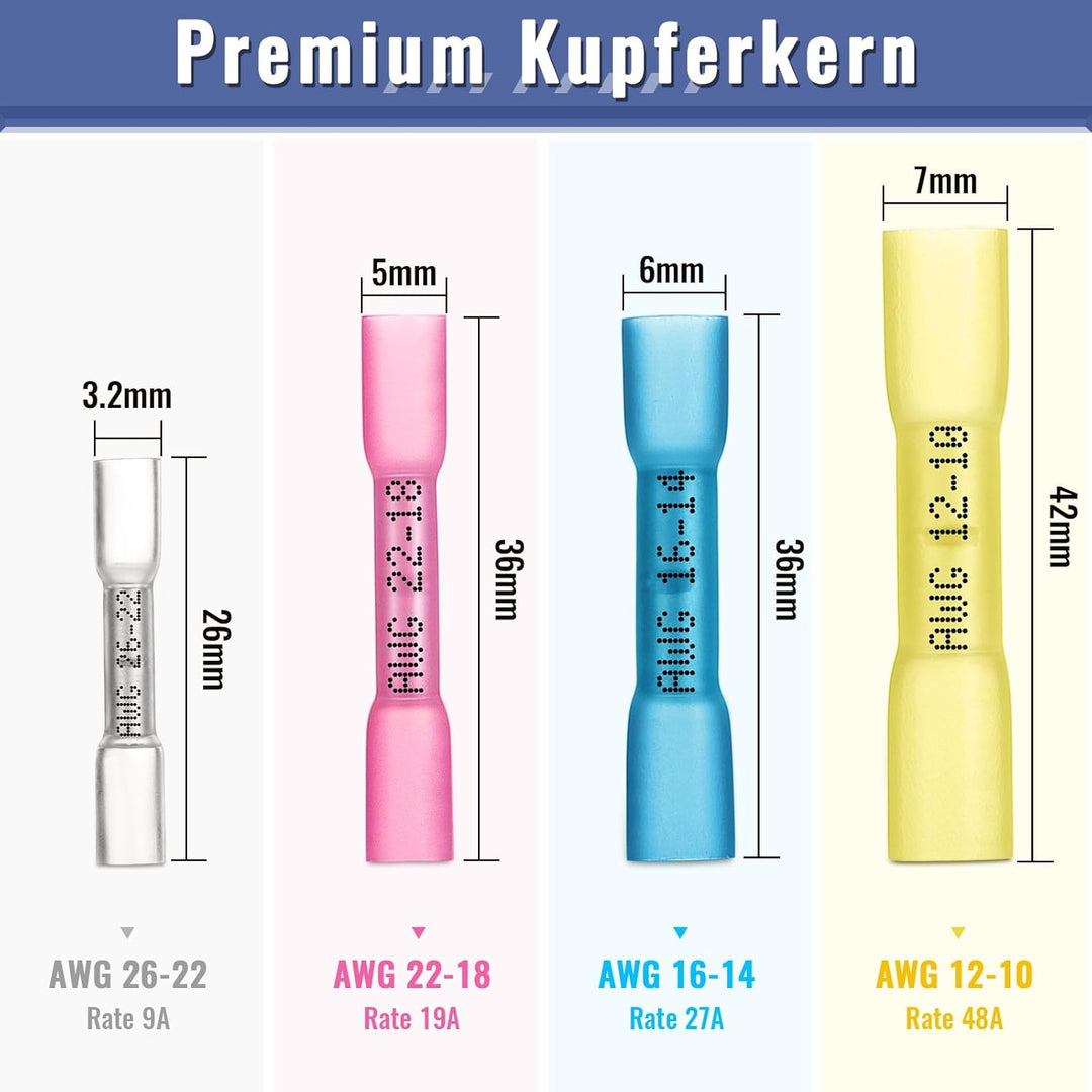 Crimpzange für Schrumpfverbinder, Estmoon Crimpzange Kabelschuhe Kabelschuhzange mit 210 Stück Schru