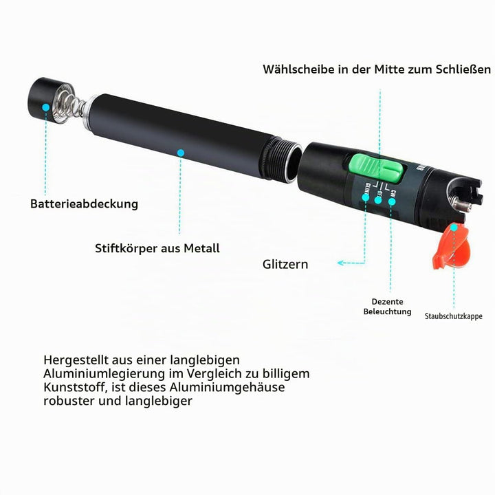 2 Stück Visual Fault Locator 30 km, Fiber-Optic-Kabel-Tester mit rotem Lichtstift, VFL mit 2,5 mm Un
