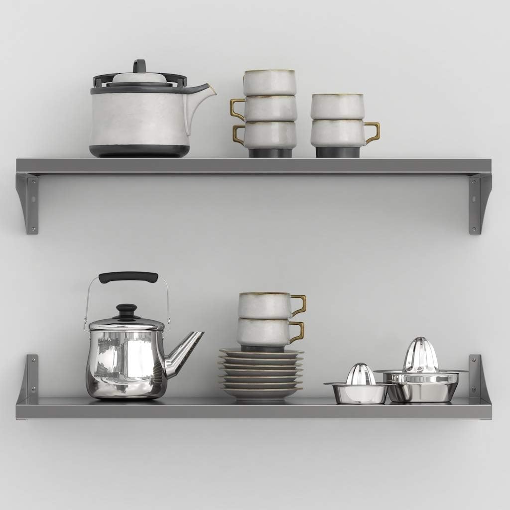 KÖNIGSPROD Edelstahl Wandregal, Bücher Regal, Tellerbord, Küche, Asteria, 300 x 800 mm, 300 x 800 mm