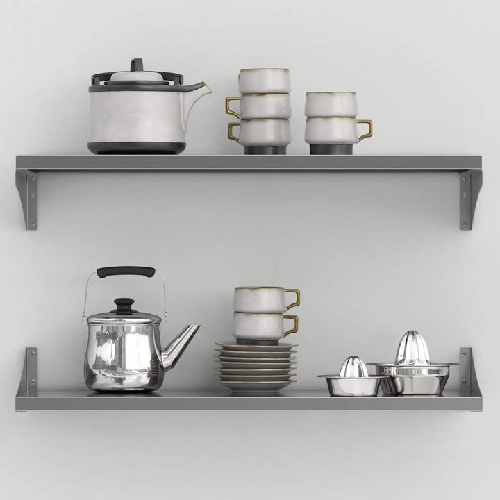 KÖNIGSPROD Edelstahl Wandregal, Bücher Regal, Tellerbord, Küche, Asteria, 300 x 800 mm, 300 x 800 mm