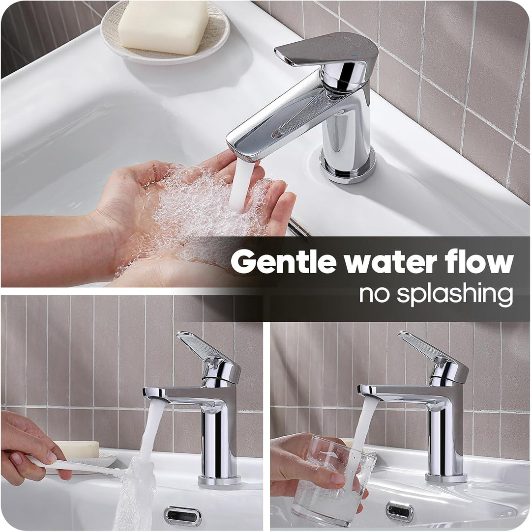 Decaura Waschtischarmatur mit G1' 1/4 pop-up Ablauf, Messing Wasserhahn Bad mit Auslauf Höhe 94 mm,