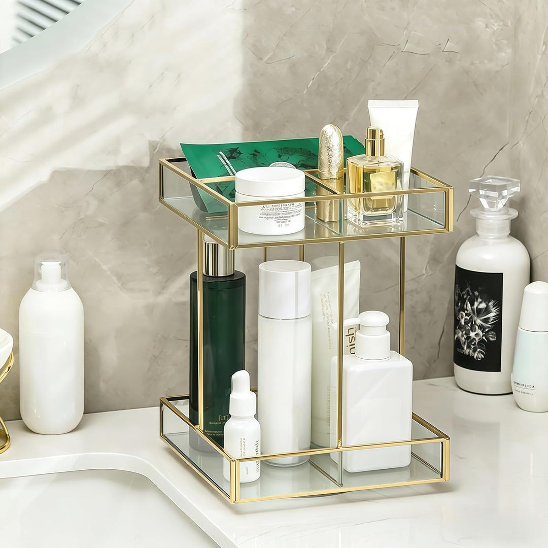 SLHEQING 360° drehbarer Kosmetik organizer, Grosse Kapazität Beauty Organizer, Glas Make Up Organize
