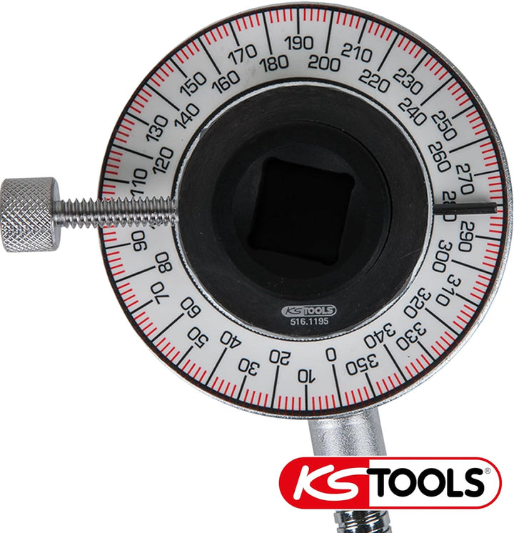 KS Tools Drehwinkelmessscheibe I Drehwinkelmesser 1/2 Zoll 516.1196 I Mit flexiblem Krallenarm I Win