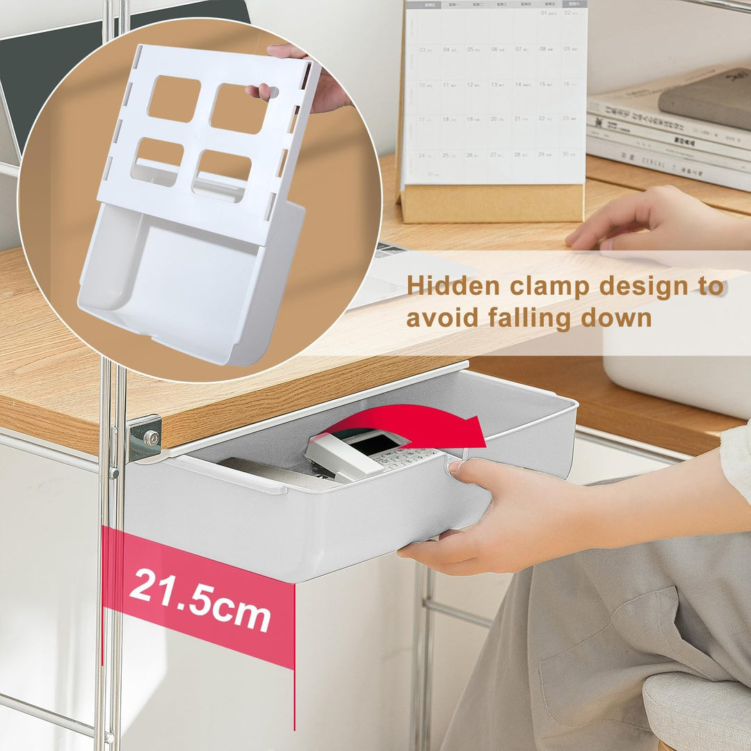 FRETONBA Schublade unter Schreibtisch, Aufbewahrungsbox, Selbstklebende Organizer für Büro, Versteck