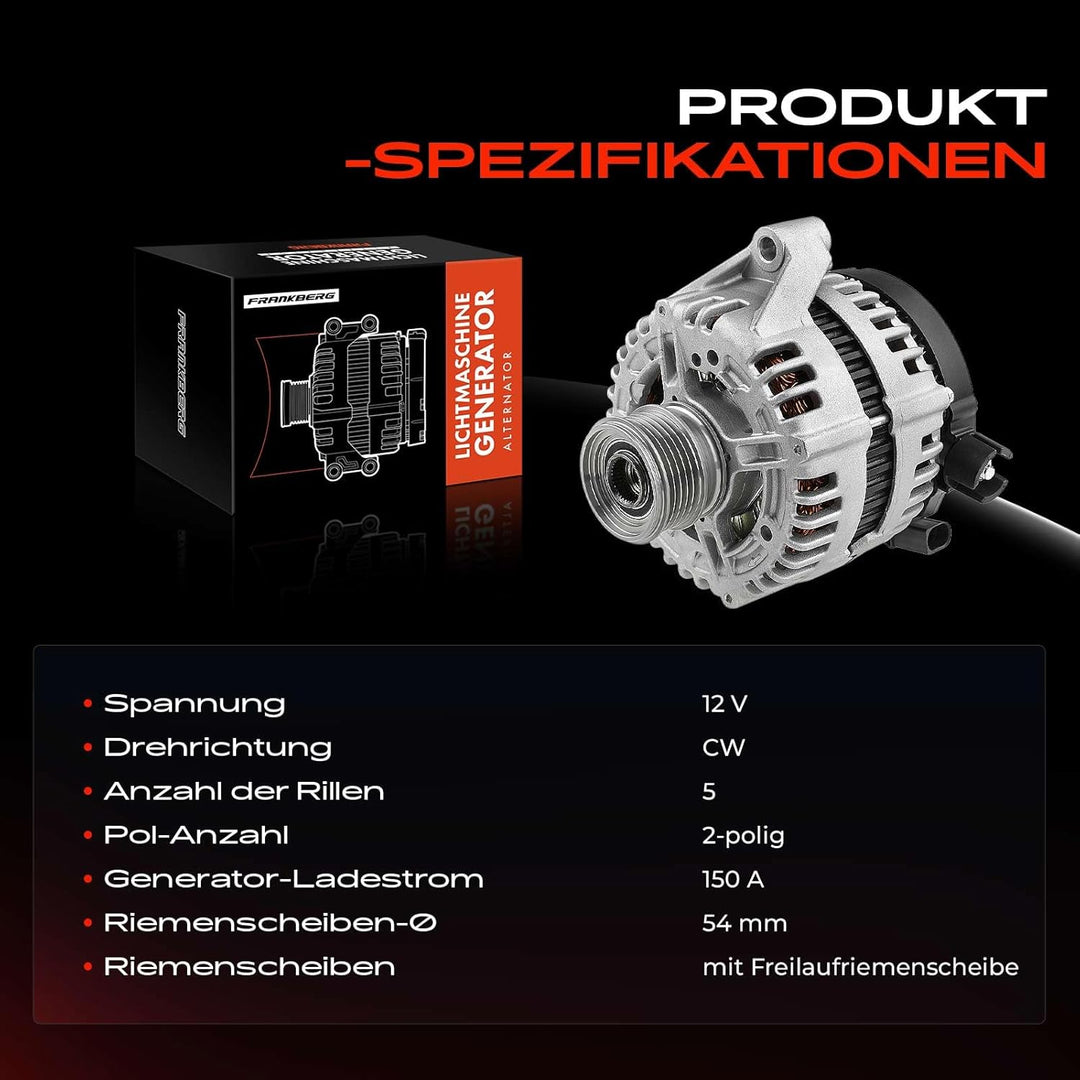 Frankberg Lichtmaschine Generator Kompatibel mit Mondeo IV BA7 2.5L 2007-2015 S60 II 134 2.0L-2.5L 2