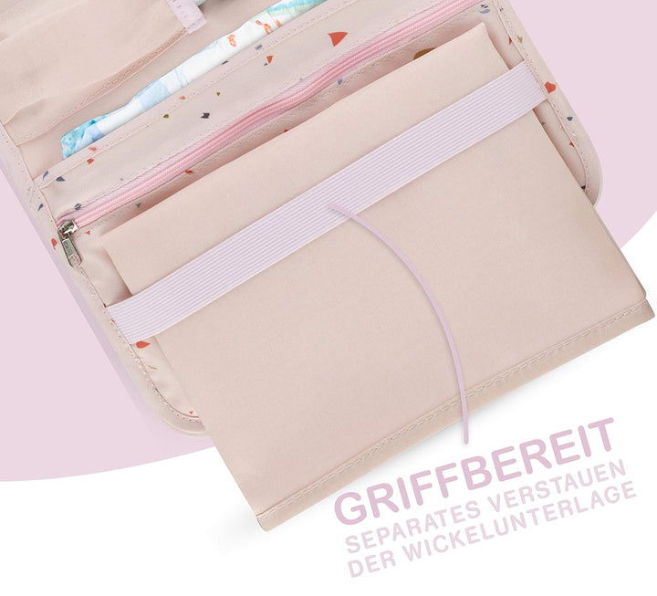 Jubi® Windeltasche mit Wickelunterlage für unterwegs mit extra viel Platz- Kleine Wickeltasche - Ros