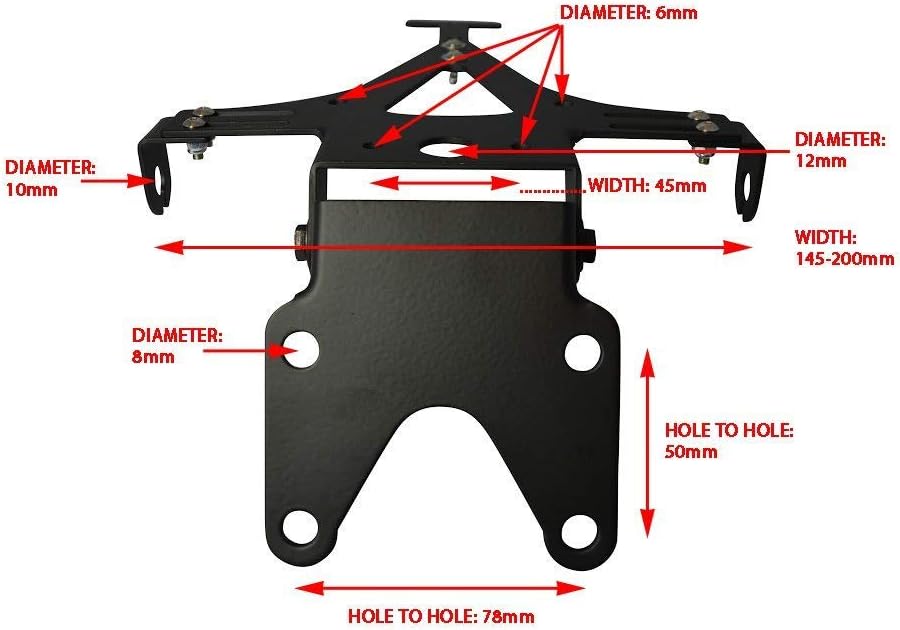 Hochwertig Schwarz Universal Verstellbar Motorrad Kennzeichenhalter Kennzeichen Nummernschild Halter