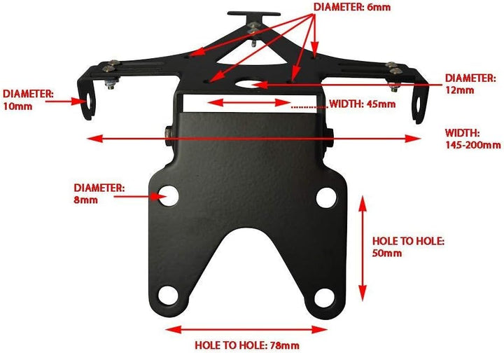 Hochwertig Schwarz Universal Verstellbar Motorrad Kennzeichenhalter Kennzeichen Nummernschild Halter