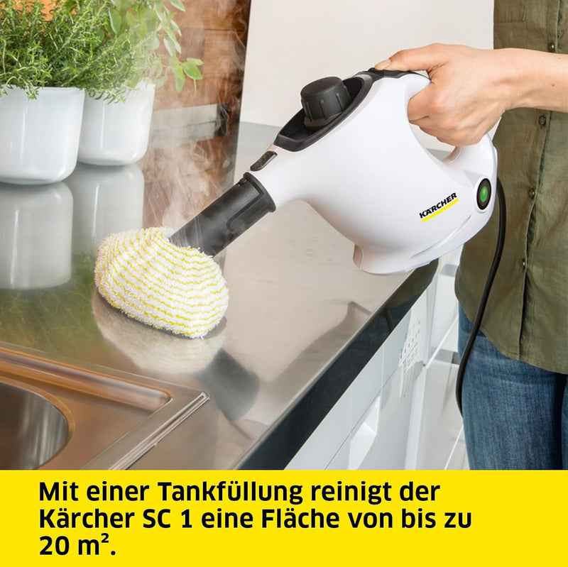 Kärcher Dampfreiniger SC 1, Dampfdruck: 3 bar, Aufheizzeit: 3 min., Leistung: 1.200 W, Flächenleistu