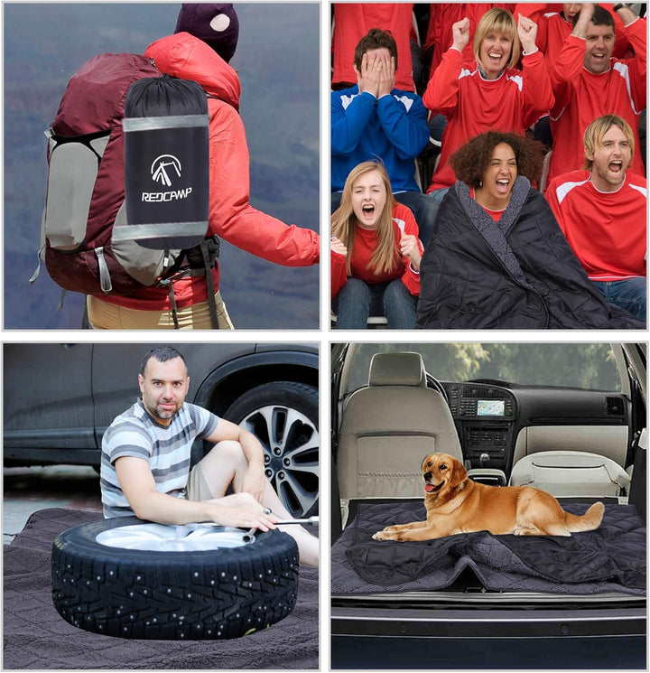 REDCAMP wasserdichte Camping Decke mit Sherpa-Futter, Thermo Gross Stadiondecke, Warm Outdoor Decke