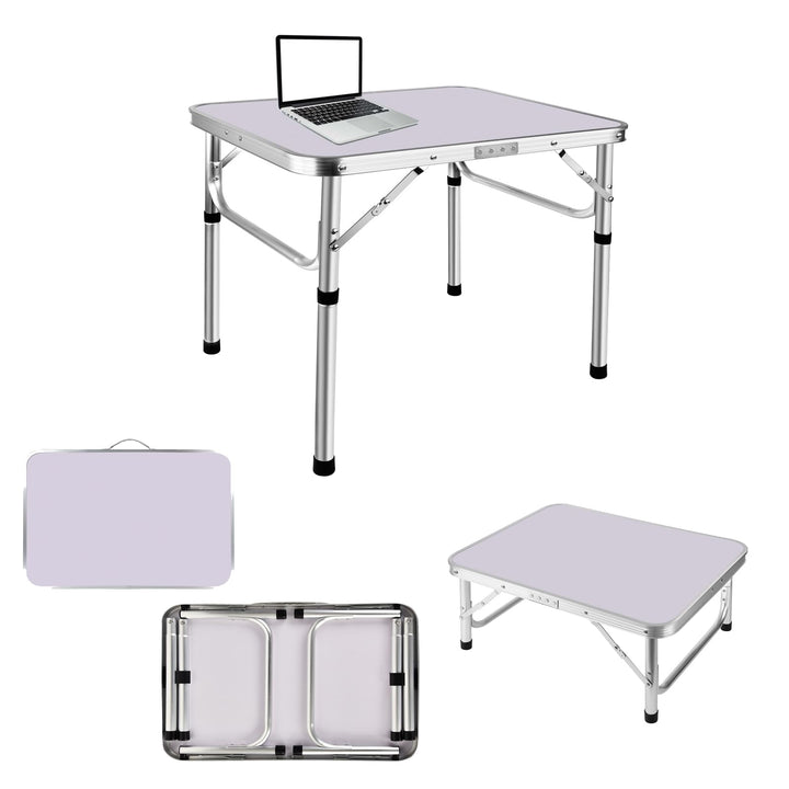 2ft/60cm Klapptisch 2 Einstellbare Höhe Weisser Garten Picknick Camping Tisch mit Tragegriff für Ind