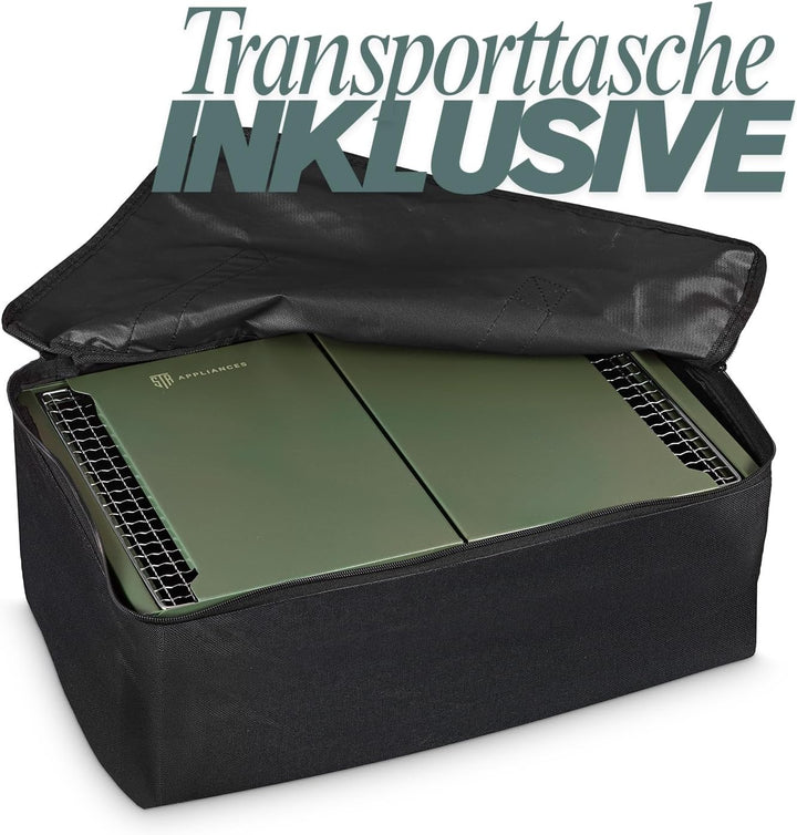 Tragbarer Camping Grill, Faltbare Holzkohlegrills, Tischgrill Holzkohle für Reisen 45x31 cm, Tischgr