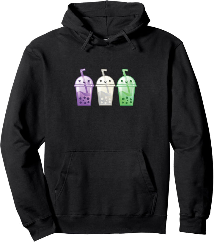 Genderqueer Kawaii Boba Anime Kunst Niedlich LGBTQ Grafik Pullover Hoodie