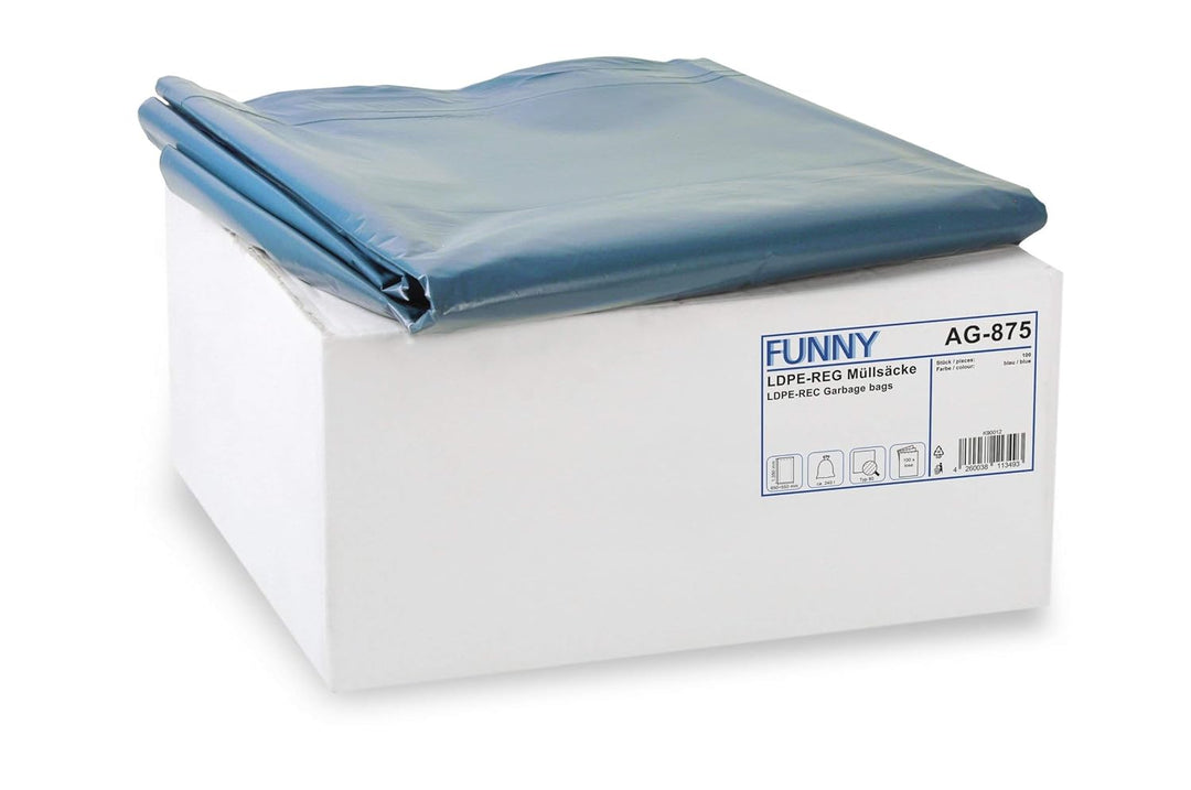 Funny LDPE-Regenerat Müllsäcke, blau, lose, 240 l, Typ 80, 1er Pack (1 x 100 Stück) Single, Single