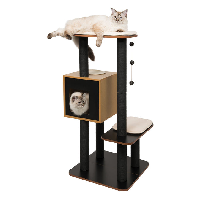 Catit,52046,Vesper AA8Katzenmöbel HighBase, schwarz, Kubus-Höhlemit zwei Plattformen, 1 Stück (1er P