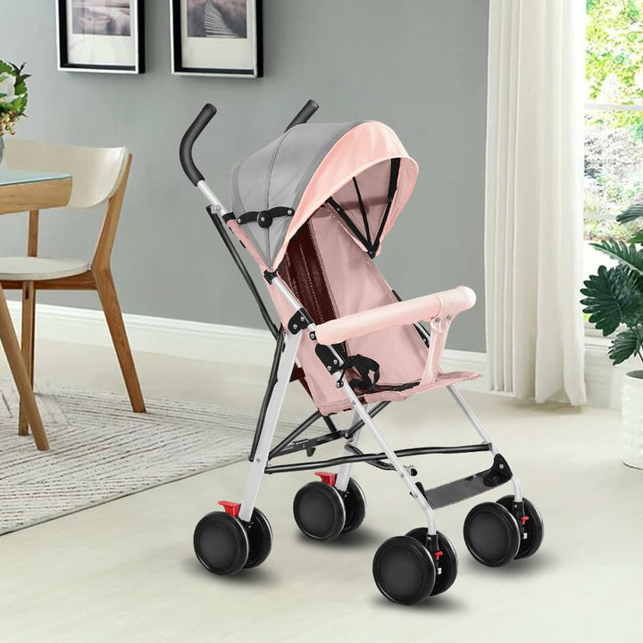 Leichter Buggy ab 6 Monaten, Fester Sitz &amp; 3-Stufen Sonnenverdeck, 4-Rad Reisebuggy Klein Zusammenkl