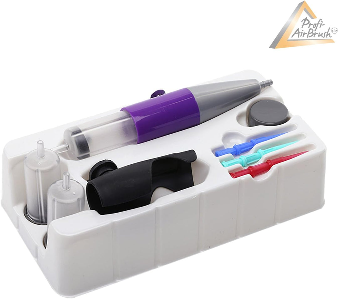 AirBrush Set Carry IV-TC Violet - Airbrush Kompressor mit Sensor-Touch-Control-Technologie/mit Torte