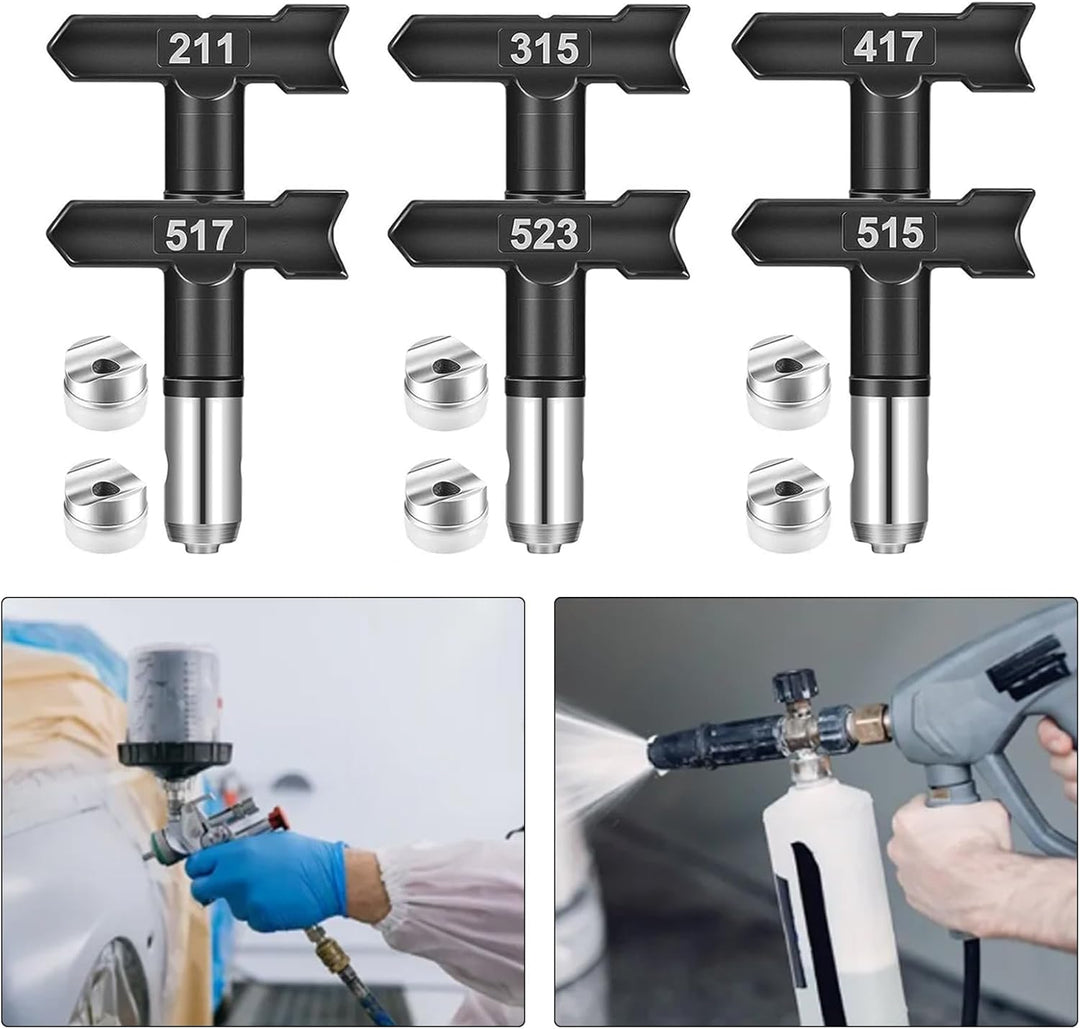 Airless Düse mit Spitzendichtung, 6 Stück Reversible Sprühspitzen,Spray Maschinenspitze Verschleissf