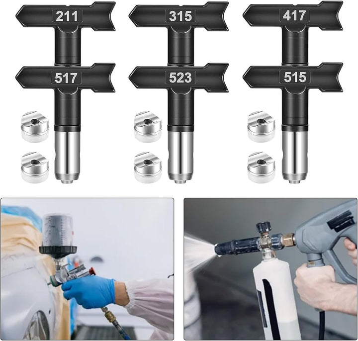 Airless Düse mit Spitzendichtung, 6 Stück Reversible Sprühspitzen,Spray Maschinenspitze Verschleissf