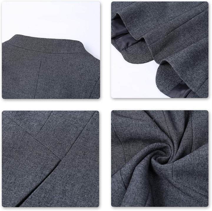 YYNUDA Damen Slim Fit Blazer Sommer Elegant Anzugjacke mit EIN Knopf Kurz für Office Business XL Dun