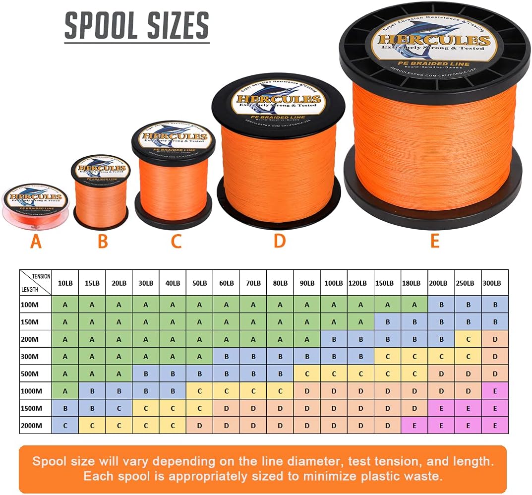 HERCULES Super Cast 100m - 2000m Yards Geflochtene Angelschnur 10lb - 300lb Test für Salzwasser Süss