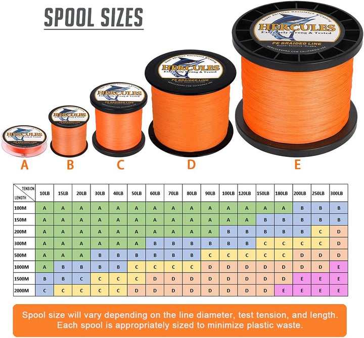 HERCULES Super Cast 100m - 2000m Yards Geflochtene Angelschnur 10lb - 300lb Test für Salzwasser Süss